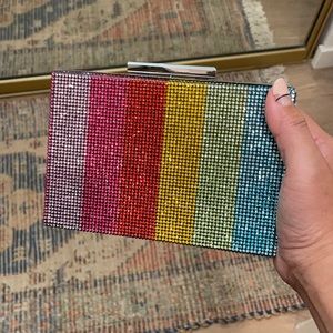 NWT Zara rainbow hard case clutch with chain
